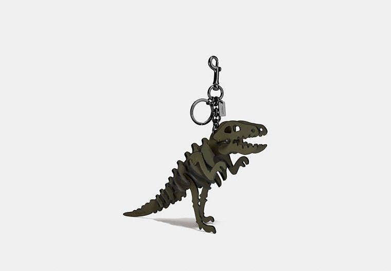 COACH®,MEDIUM REXY BAG CHARM,Leather,DK/Rexy Green,Front View image number 0