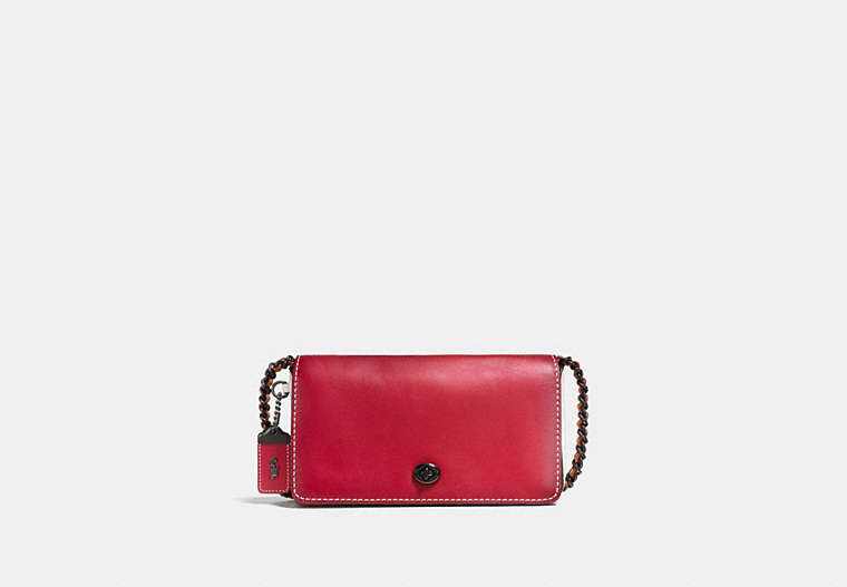 COACH®,DINKY IN COLORBLOCK,Leather,Pewter/1941 Red Chalk,Front View