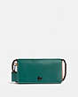 COACH®,DINKY IN COLORBLOCK,Leather,Pewter/Dark Turq/Light Saddle,Front View