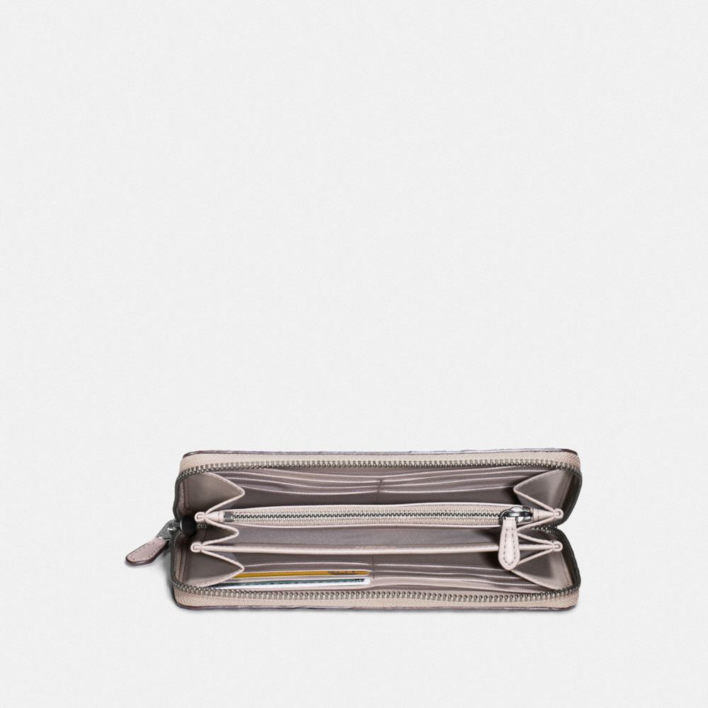 Portefeuille zippé accordéon en cuir embossé exotique