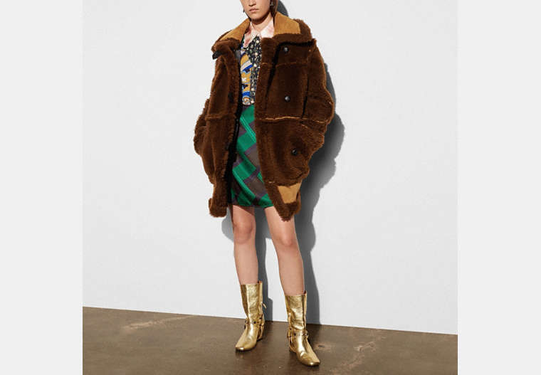 COACH®,INSIDE OUT SHEARLING COAT,n/a,TOFFEE,Front View