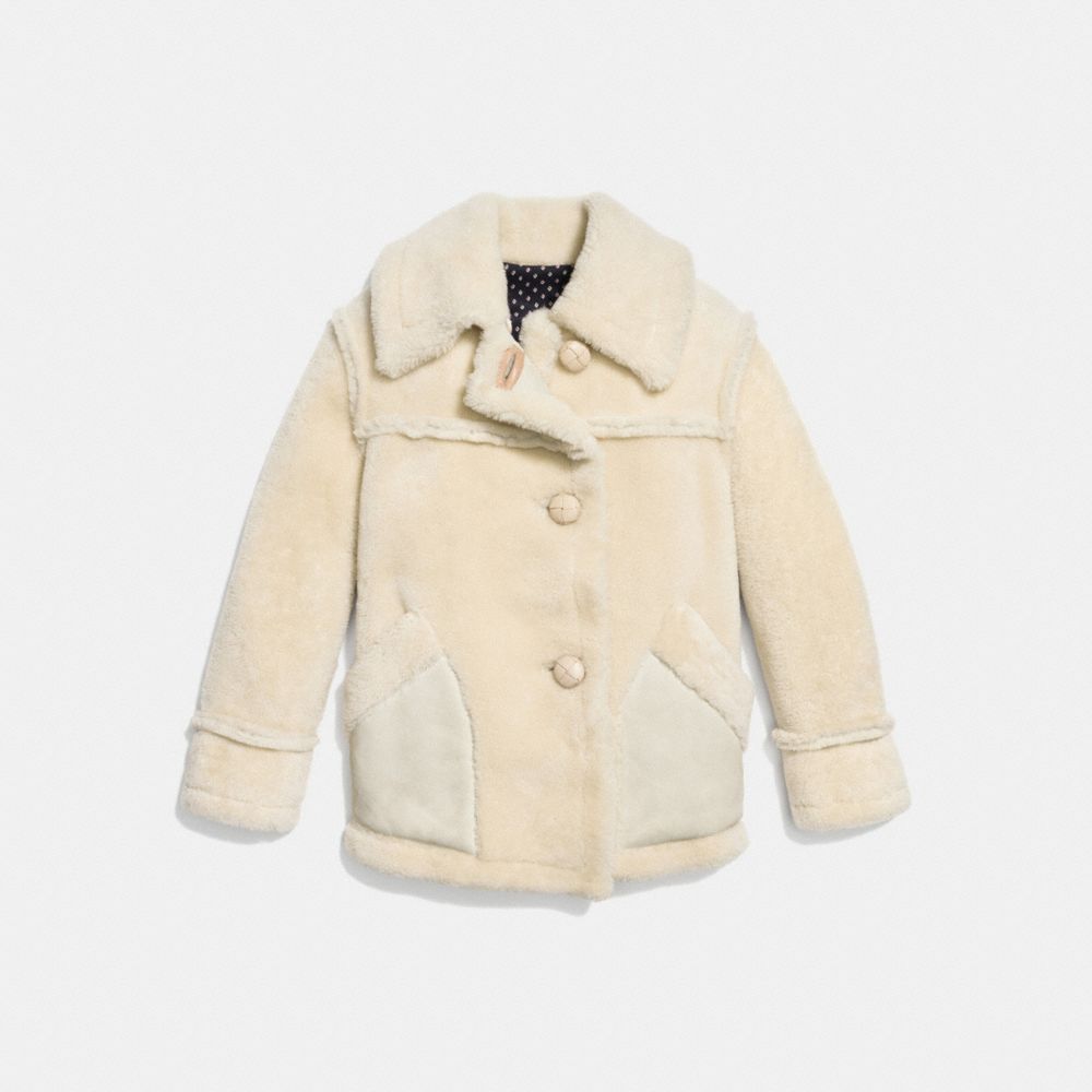 COACH® | COACH®: Short Shearling Coat With Printed Lining