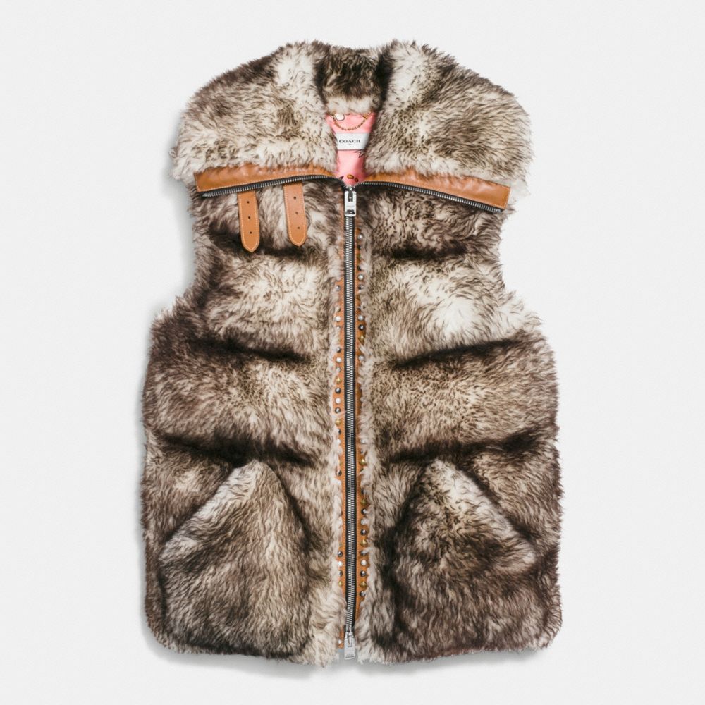 Long Shearling Puffer Vest