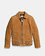 COACH®,SUEDE JACKET WITH STUDS,Suede,Brown,Scale View