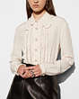 COACH®,SHIRT WITH RUFFLE,Silk,Ivory,Front View