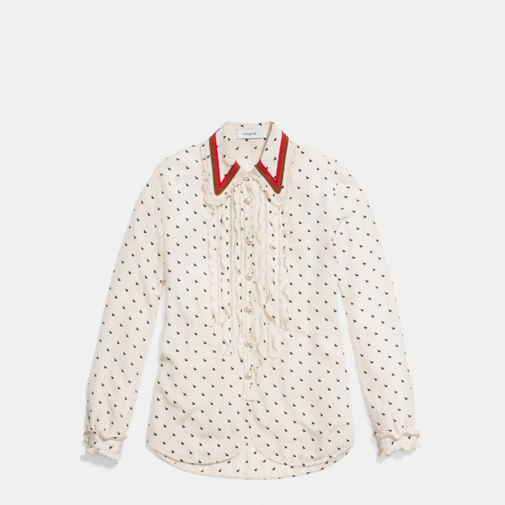 Mini Bunny Print Shirt With Ruffle
