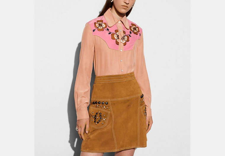 COACH®,WESTERN SHIRT,wool,PINK,Front View