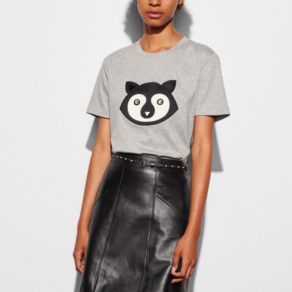 Embellished Patch Raccoon T Shirt