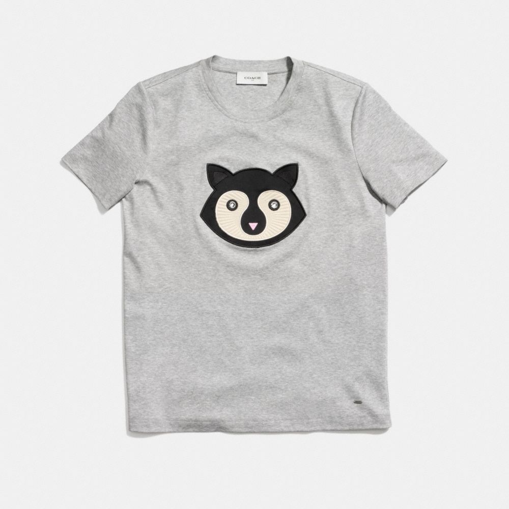 Embellished Patch Raccoon T Shirt