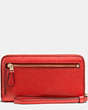 COACH®,PHONE WALLET,Leather,Light Gold/Deep Coral,Back View