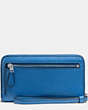 COACH®,PHONE WALLET,Leather,Silver/Lapis,Back View