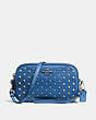 COACH®,CROSSBODY CLUTCH WITH OMBRE RIVETS,Leather,Silver/Lapis,Front View