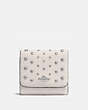 COACH®,SMALL WALLET IN POLISHED PEBBLE LEATHER WITH OMBRE RIVETS,Leather,Silver/Chalk,Front View