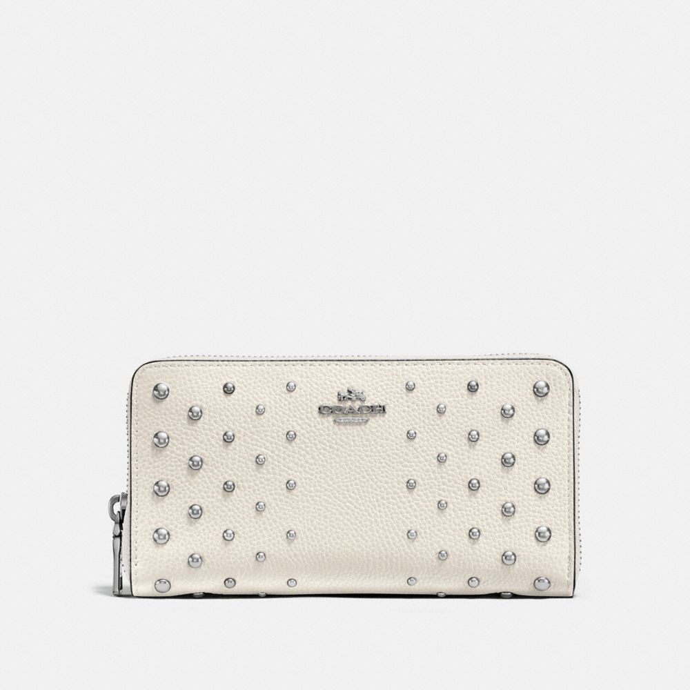 Accordion Zip Wallet In Polished Pebble Leather With Ombre Rivets