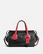 COACH®,BADLANDS SATCHEL IN COLORBLOCK,Leather,Large,BP/Black 1941 Red,Front View