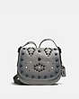COACH®,SADDLE 23 WITH WESTERN RIVETS,Other Leather,Small,Black Copper/Heather Grey,Front View