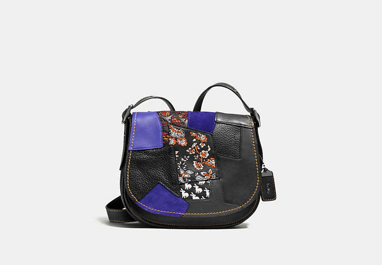 COACH®,SADDLE 23 WITH EMBELLISHED PATCHWORK,Other Leather,Small,BP/Purple Multi,Front View