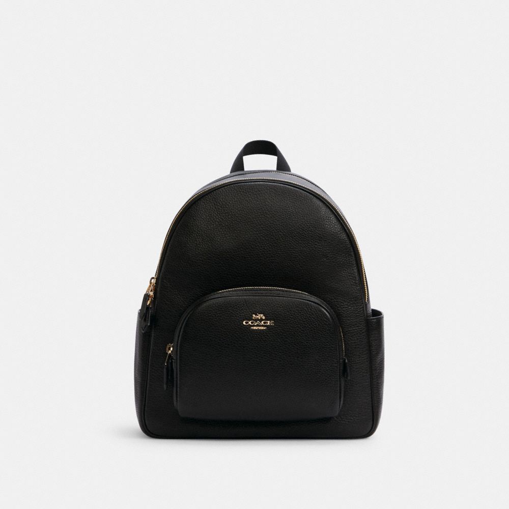 COACH®,COURT BACKPACK,Pebbled Leather,Medium,Gold/Black,Front View