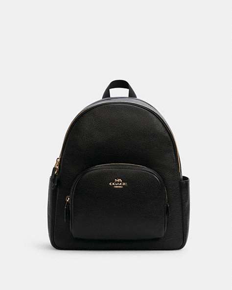 COACH®,COURT BACKPACK,Pebbled Leather,Medium,Gold/Black,Front View