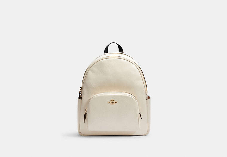 COACH®,COURT BACKPACK,Pebbled Leather,Large,Gold/Chalk,Front View image number 0