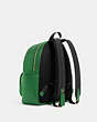 COACH®,COURT BACKPACK,Pebbled Leather,Medium,Gold/Kelly Green,Angle View