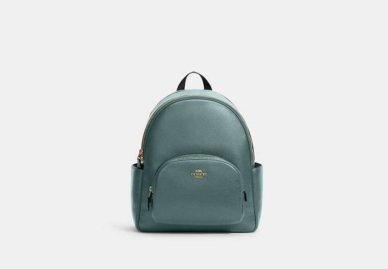 COACH®,COURT BACKPACK,Pebbled Leather,Medium,Im/Marine,Front View