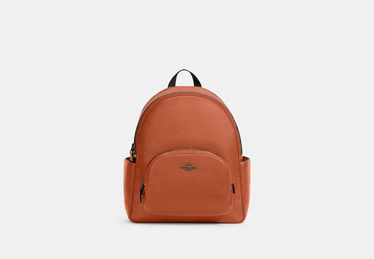 COACH®,COURT BACKPACK,Pebbled Leather,Medium,Black Antique Nickel/Sunset,Front View