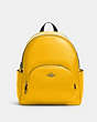 COACH®,COURT BACKPACK,Pebbled Leather,Medium,Gunmetal/Ochre,Front View