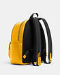 COACH®,COURT BACKPACK,Pebbled Leather,Medium,Gunmetal/Ochre,Angle View