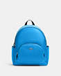 COACH®,COURT BACKPACK,Pebbled Leather,Medium,Silver/Vivid Blue,Front View