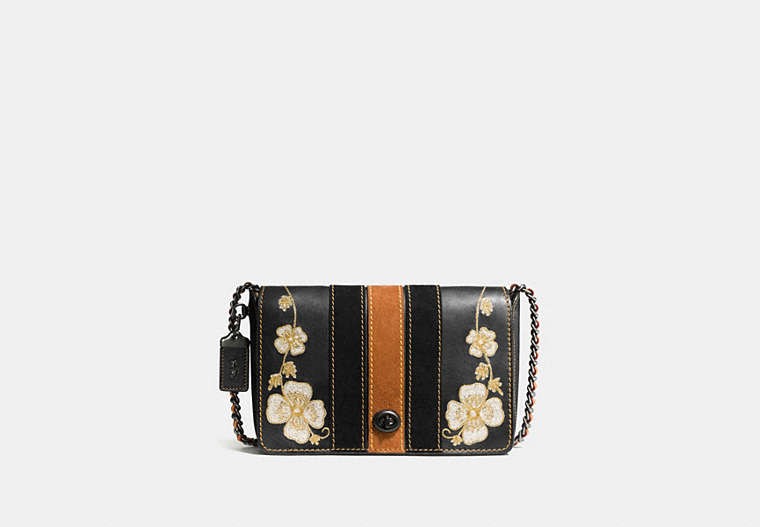 COACH®,DINKY 24 WITH WESTERN EMBROIDERY,Other Leather,Small,Black Copper/Black,Front View
