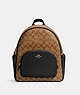 COACH®,COURT BACKPACK IN SIGNATURE CANVAS,pvc,Large,Office,Gold/Khaki/Black,Front View