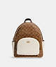 COACH®,COURT BACKPACK IN SIGNATURE CANVAS,pvc,Medium,Office,Gold/Khaki/Chalk,Front View