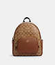 COACH®,COURT BACKPACK IN SIGNATURE CANVAS,pvc,Large,Office,Gold/Khaki Saddle 2,Front View