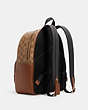 COACH®,COURT BACKPACK IN SIGNATURE CANVAS,pvc,Large,Office,Gold/Khaki Saddle 2,Angle View