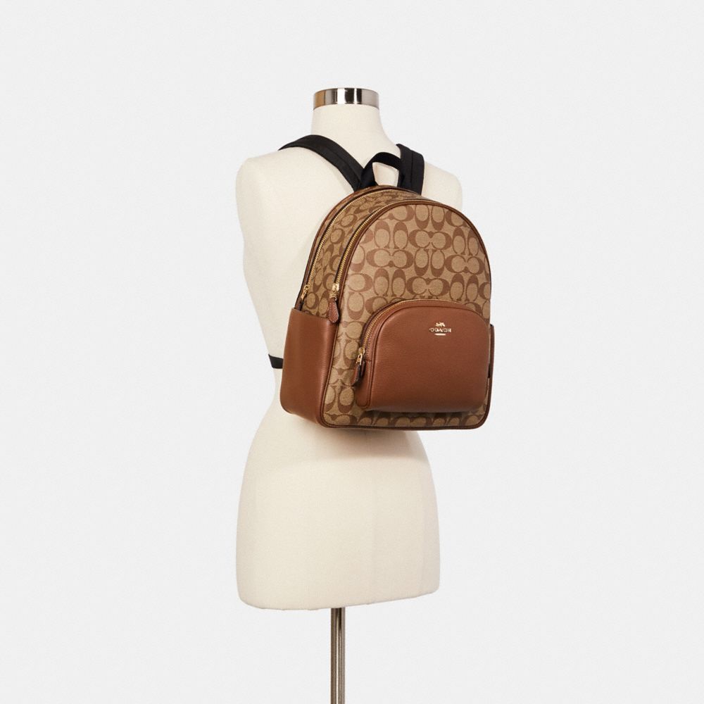 COACH®,SAC À DOS COURT EN TOILE EXCLUSIVE,Toile exclusive,Or/Kaki selle 2,Alternate View
