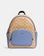COACH®,COURT BACKPACK IN SIGNATURE CANVAS,Medium,Office,Silver/Lt Kha/Periwinkle,Front View