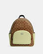 COACH®,COURT BACKPACK IN SIGNATURE CANVAS,pvc,Large,Office,Silver/Khaki/Pale Lime,Front View