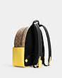 COACH®,COURT BACKPACK IN SIGNATURE CANVAS,pvc,Medium,Office,Silver/Khaki/Retro Yellow,Angle View