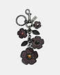 COACH®,MULTI WILLOW FLORAL BAG CHARM,Metal Leather,Black,Front View