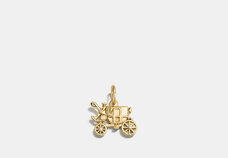COACH®,CARRIAGE CHARM,Metal,Gold,Front View