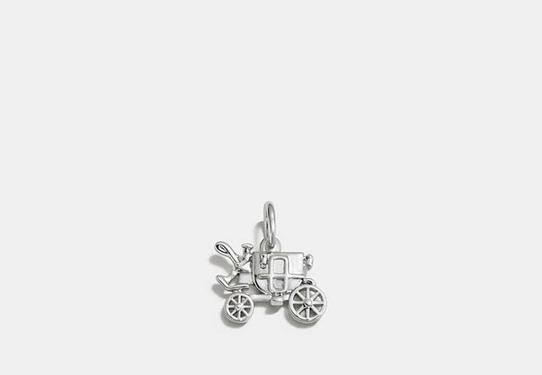 COACH®,CARRIAGE CHARM,Metal,Silver,Front View