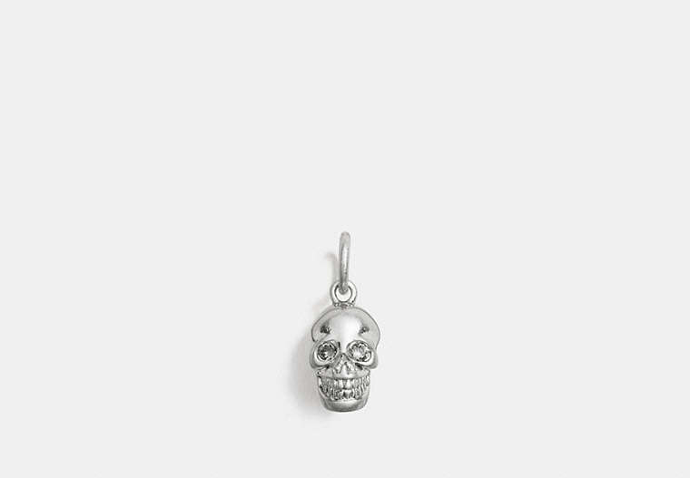 COACH®,SKULL CHARM,Metal,Silver/Black,Front View