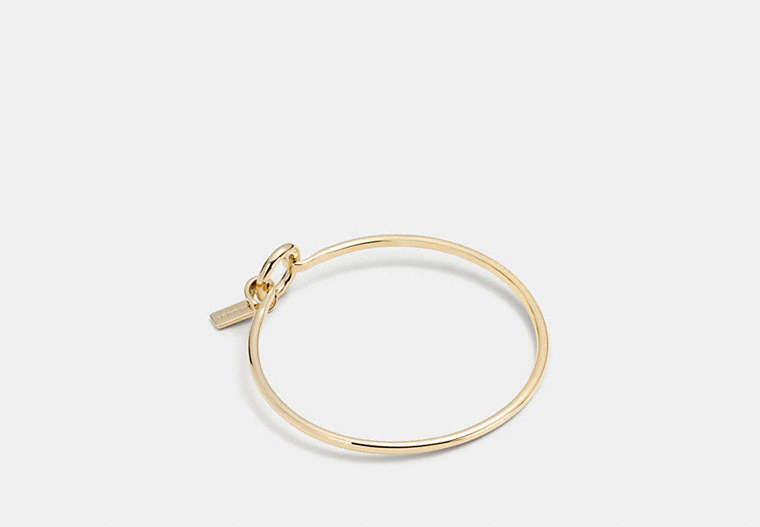 COACH®,CHARM BASE HINGED HOOP BANGLE,Metal,Gold,Front View