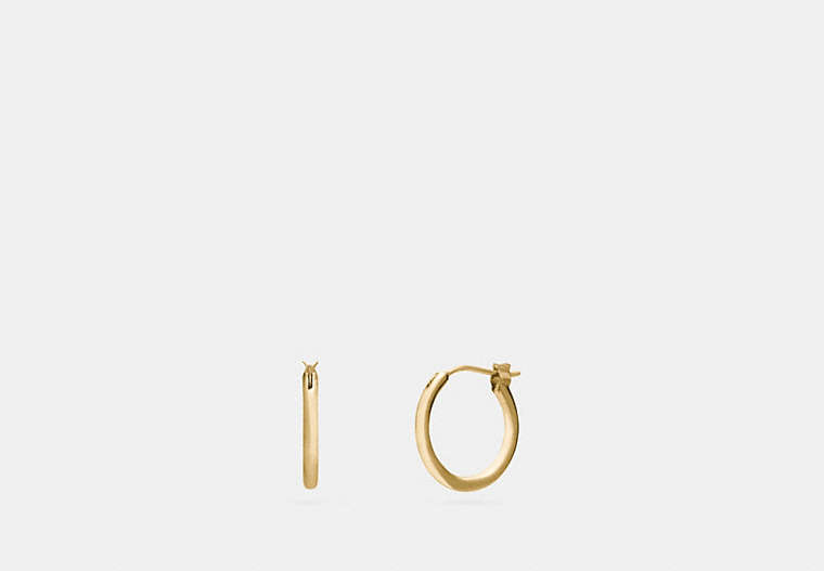 COACH®,CHARM BASE HOOP EARRINGS,Metal,Gold,Front View