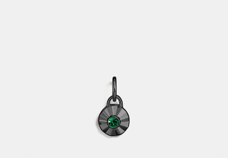 COACH®,DAISY RIVET BIRTHSTONE CHARM,Plated Brass,Black/EMERALD,Front View