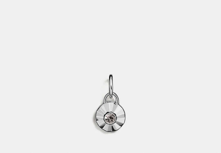 COACH®,DAISY RIVET BIRTHSTONE CHARM,Plated Brass,Silver/Crystal Satin,Front View
