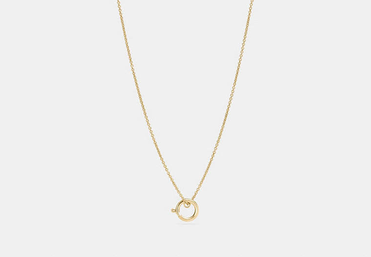 COACH®,CHARM BASE HOOP NECKLACE,Metal,Gold,Front View