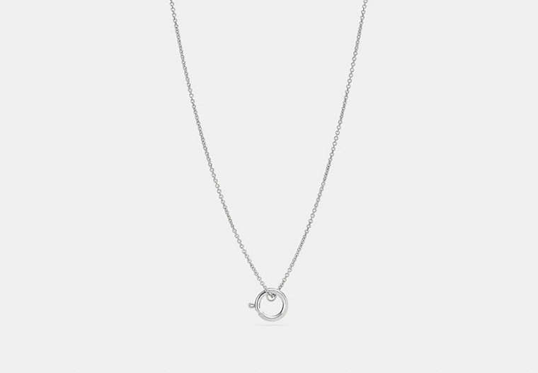 COACH®,CHARM BASE HOOP NECKLACE,Metal,Silver,Front View