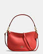 COACH®,CHELSEA CROSSBODY,Leather,Medium,Light Gold/Deep Coral,Front View